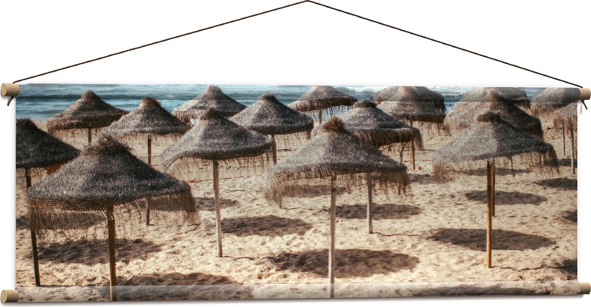 Textielposter - Zee - Strand - Zand - Parasols - 120x40 cm Foto op Textiel