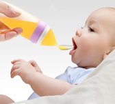 Baby Berliée - 90 ml Baby Voedingslepel - Knijpfles - BPA vrij - Siliconen Knijpvoedinglepel - Zachte Babyvoedingsfles Met Lepel - Grijs