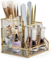 Organisateur de Maquillage , tiroir transparent hexagonal géométrique, boîte de rangement de cosmétiques, 5 compartiments, organisateur de cosmétiques vintage, support de cosmétiques pour salle de bain, tableau de maquillage, bureau