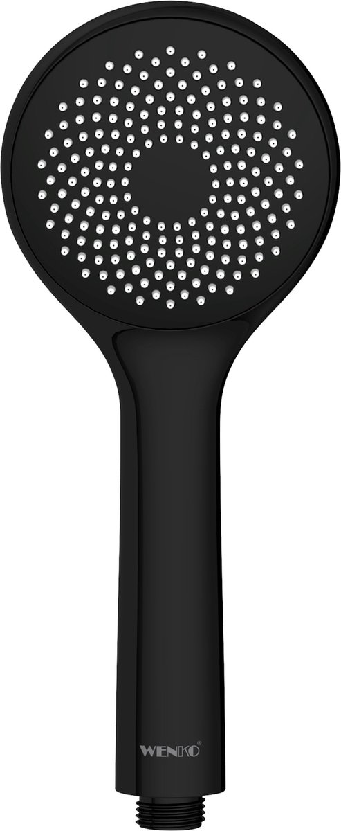 WENKO Handdouche WaterSaving - ø95mm - 1 straalsoort - Mat zwart - Douchekop - Waterbesparend