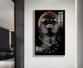 Luxaliving - Moderne wandklok - Design Wandklok - Zwart met gouden wijzers - L30xH60CM - Design wandklok - Moderne wandklok stil uurwerk