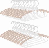 20 stuks kinderkleerhangers, 29-40 cm, verstelbare babykleerhangers met stapelbare haken, antislip kleerhangers (lichtroze)