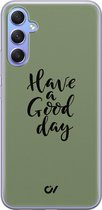 Hoesje geschikt voor Samsung Galaxy A34 - Good Day - Tekst - Groen - Soft Case Telefoonhoesje - TPU Back Cover - Casevibes