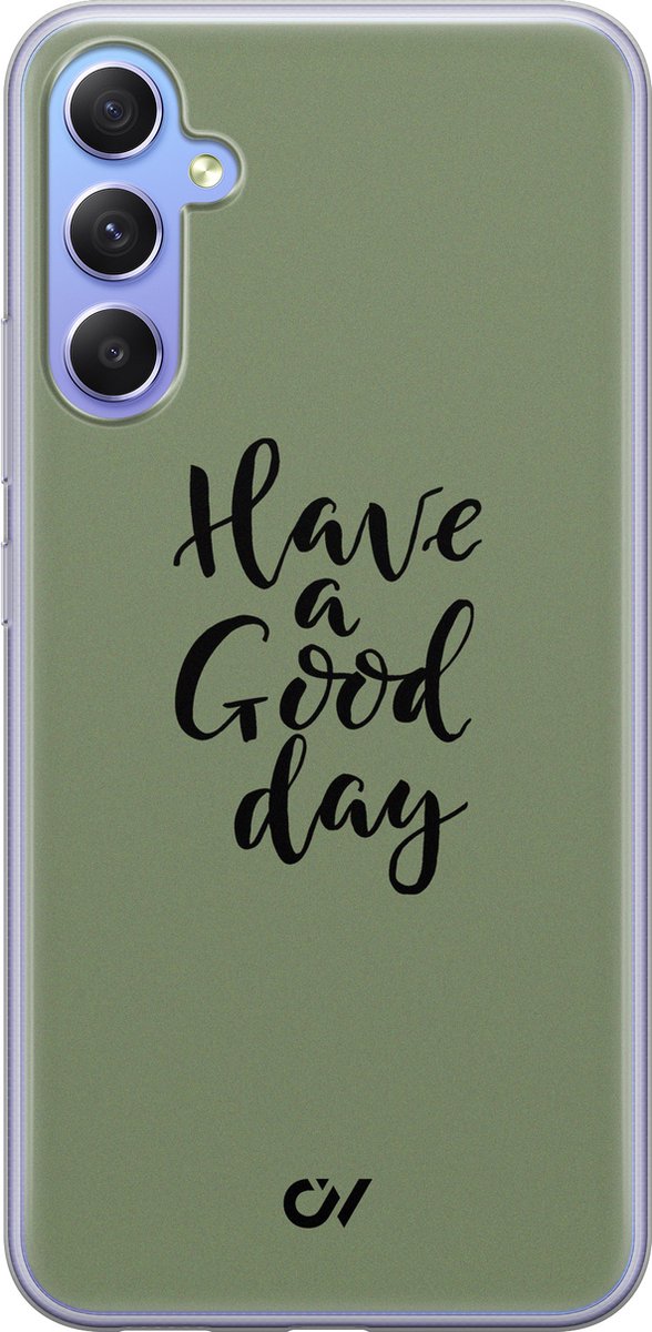 Hoesje geschikt voor Samsung Galaxy A34 hoesje - Good Day - - Groen - - Casevibes