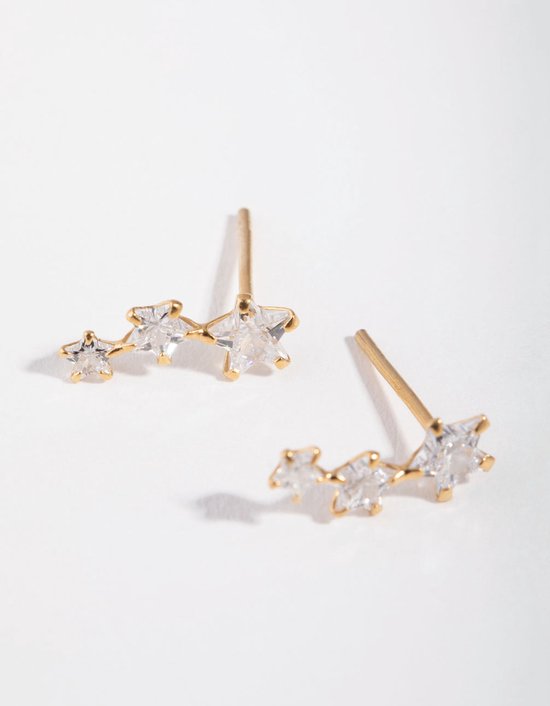 Philip Jones 18k Vergulde Ster Hoop Oorbellen