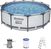 Bestway Steel Pro MAX - Opzetzwembad - ⌀ 366x100 cm - met filterpomp en trap - wit