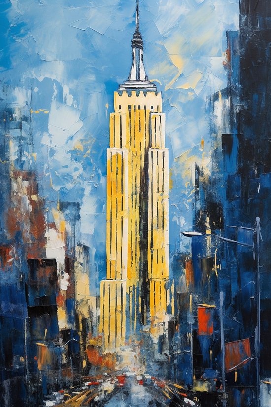 Sfeer Poster - Empire State Building - New York - Abstract - 51x71 - Geschikt om in te lijsten