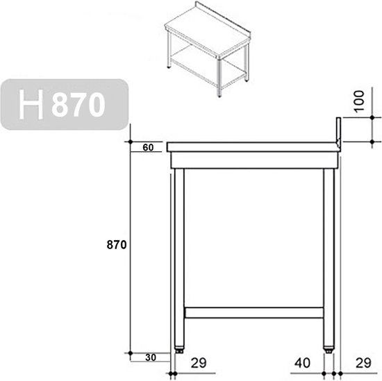 Werktafel, in hoogte verstelbaar - RAU: frame 60 x 30 mm, blad met