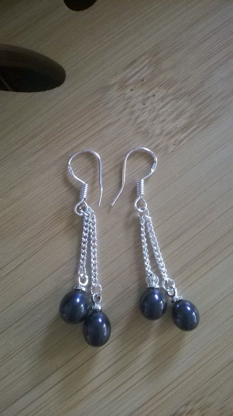 Boucles d'oreilles pierres fines-argent-pierre naturelle argent 925 noir 3 cm 2g 24,95 €, 2x2 perle d'eau douce 7 mm 2 pièces