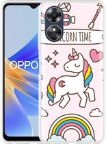 Cazy Hoesje geschikt voor Oppo A17 Unicorn Time