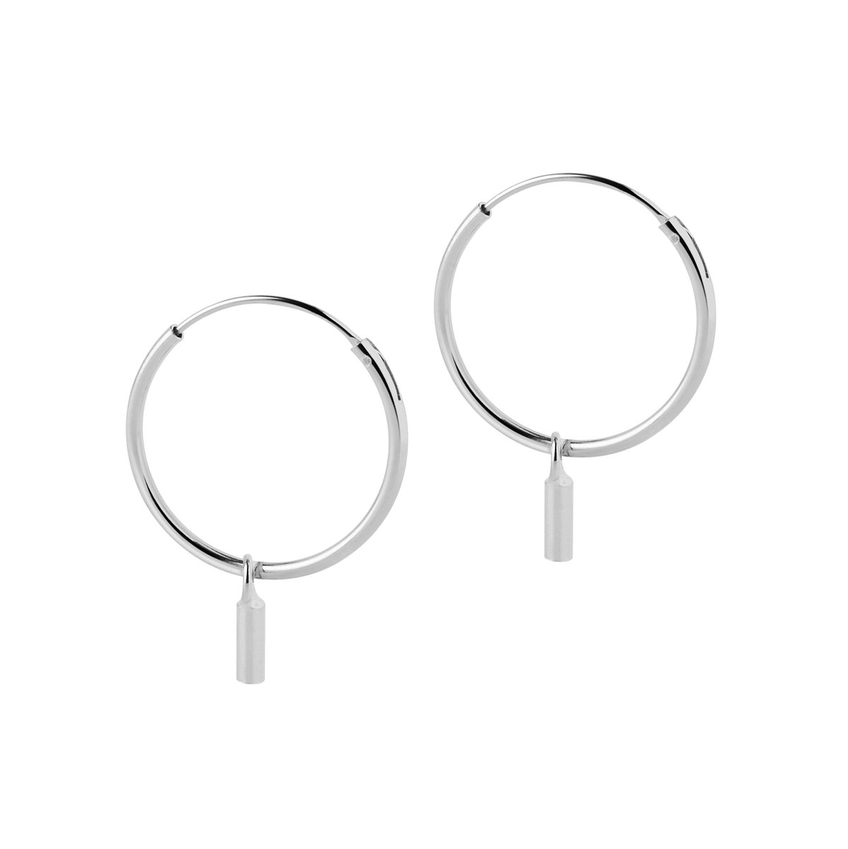 Zilveren Hoops Met Staafje 18 MM