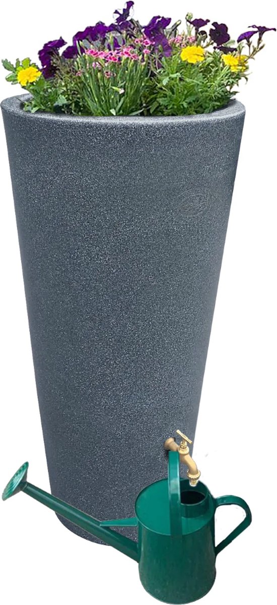 Regenton manhattan rond grijs 160L incl. messing kraantje