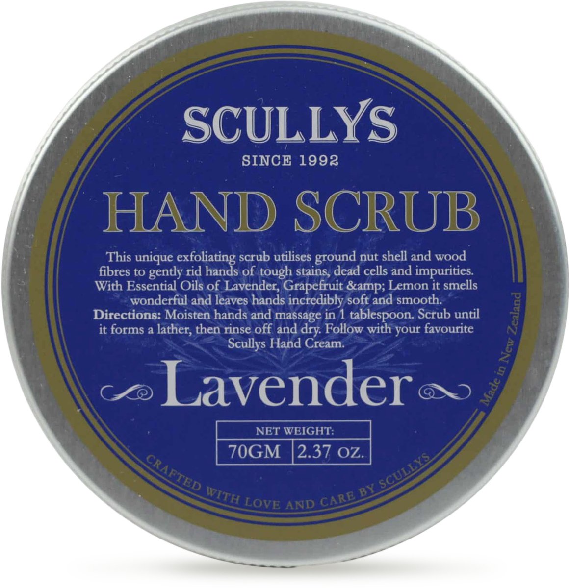 Hand Scrub Huidverzorging – Gemalen Walnootschaal met Etherische Oliën van Lavendel, Pompelmoes, Citroen en Amandel