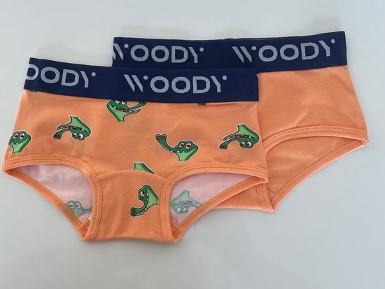 Woody meisjes duopack short - oranje - krokodil - 221-1-SHD-Z/067 - maat 92