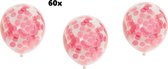 60x Confetti ballonnen Baby rose - papier confetti - Festival thema feest ballon verjaardag