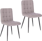 Set van 2 Stoelen - Luxe Eetkamerstoel - Eetkamerstoelen - 2 stoelen - Moderne look - Licht grijs - Linnen
