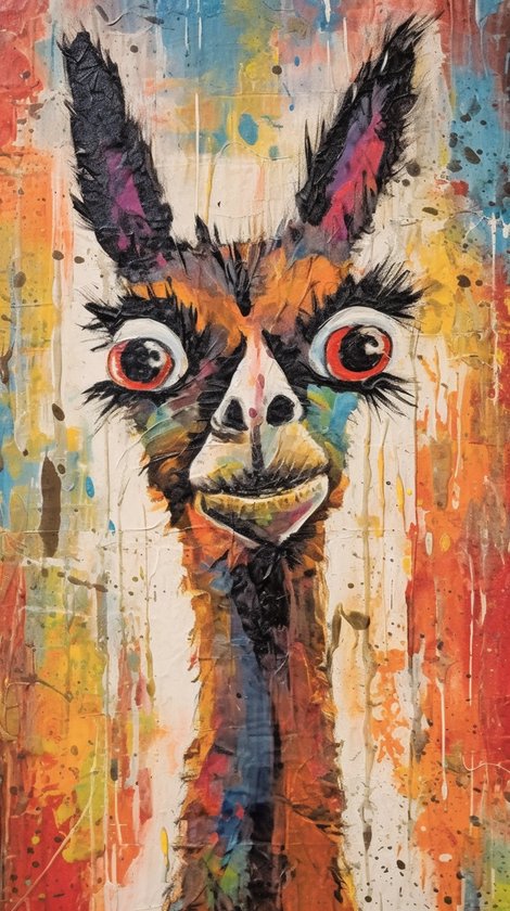 Sfeer Poster - Alpaca - Abstract - Cartoon - 51x71 - Geschikt om in te lijsten