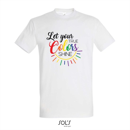 T-shirt Let your true colors shine - T-shirt korte mouw - Wit - 8 jaar