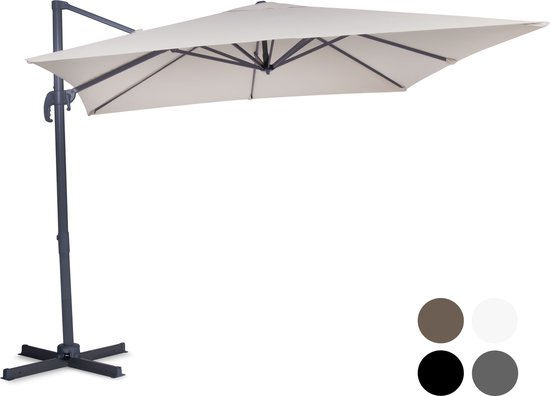 VONROC Premium Zweefparasol Pisogne 300x300m - Duurzame parasol – 360 °  Draaibaar -... | bol