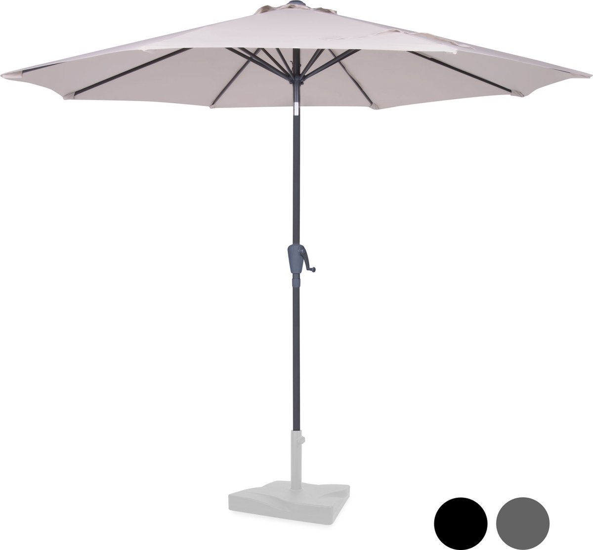 Bol.com VONROC Premium Stokparasol Recanati Ø300cm – Incl. beschermhoes - Ronde parasol - Kantelbaar – UV werend doek - Beige aanbieding