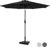 VONROC Premium Stokparasol Recanati Ø300cm – Incl. parasolvoet & beschermhoes - Ronde parasol - Kantelbaar – UV werend doek - Zwart