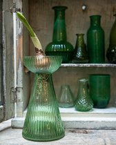 Hyacint vaas handgemaakt en geblazen glas groen