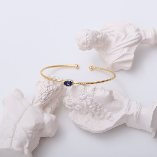 Hare Design Zirkonia Blauw Stenen Armband Gecombineerde Armband Goud Vergulde - Handgemaakte Luxe Sieraden