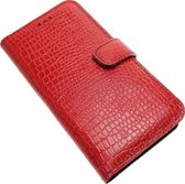 Made-NL Handgemakte ( Geschikt voor Samsung Galaxy A34 5G book case Rood krokoillenprint reliëf kalfsleer robuuste hoesje
