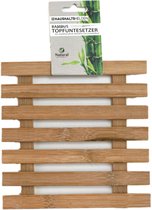 Haushaltshelden pannenonderzetters - vierkant - D17 cm - bamboe hout
