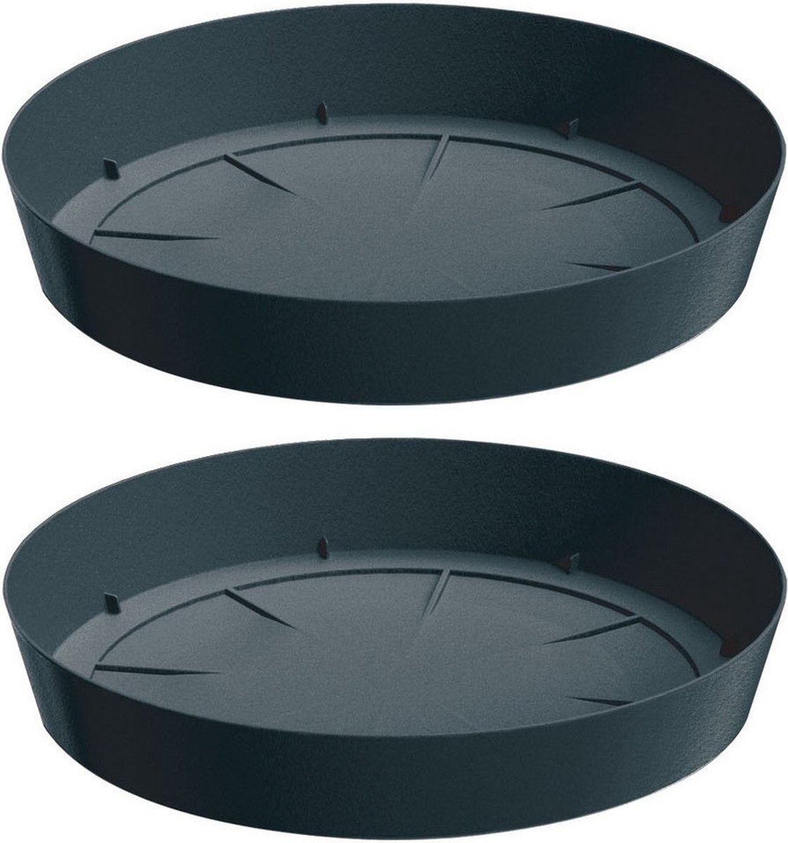 Prosperplast Opvangschaal/onderschaal voor bloempot/plantenpot - 6x - antraciet - rond - Dia 15,5 cm