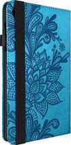 Wallet Case geschikt voor Lenovo Tab M8 Gen 4 met blauw bloemenpatroon