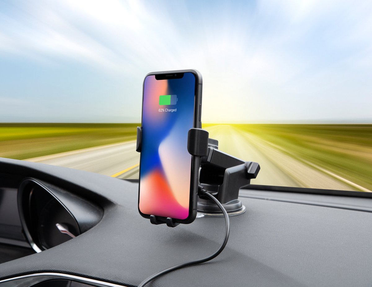 Mobiele telefoonhouder met autolader - 10W draadloos