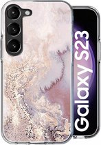 Hoesje geschikt voor Samsung Galaxy S23 - Back Cover Marmer Siliconen Case Roze