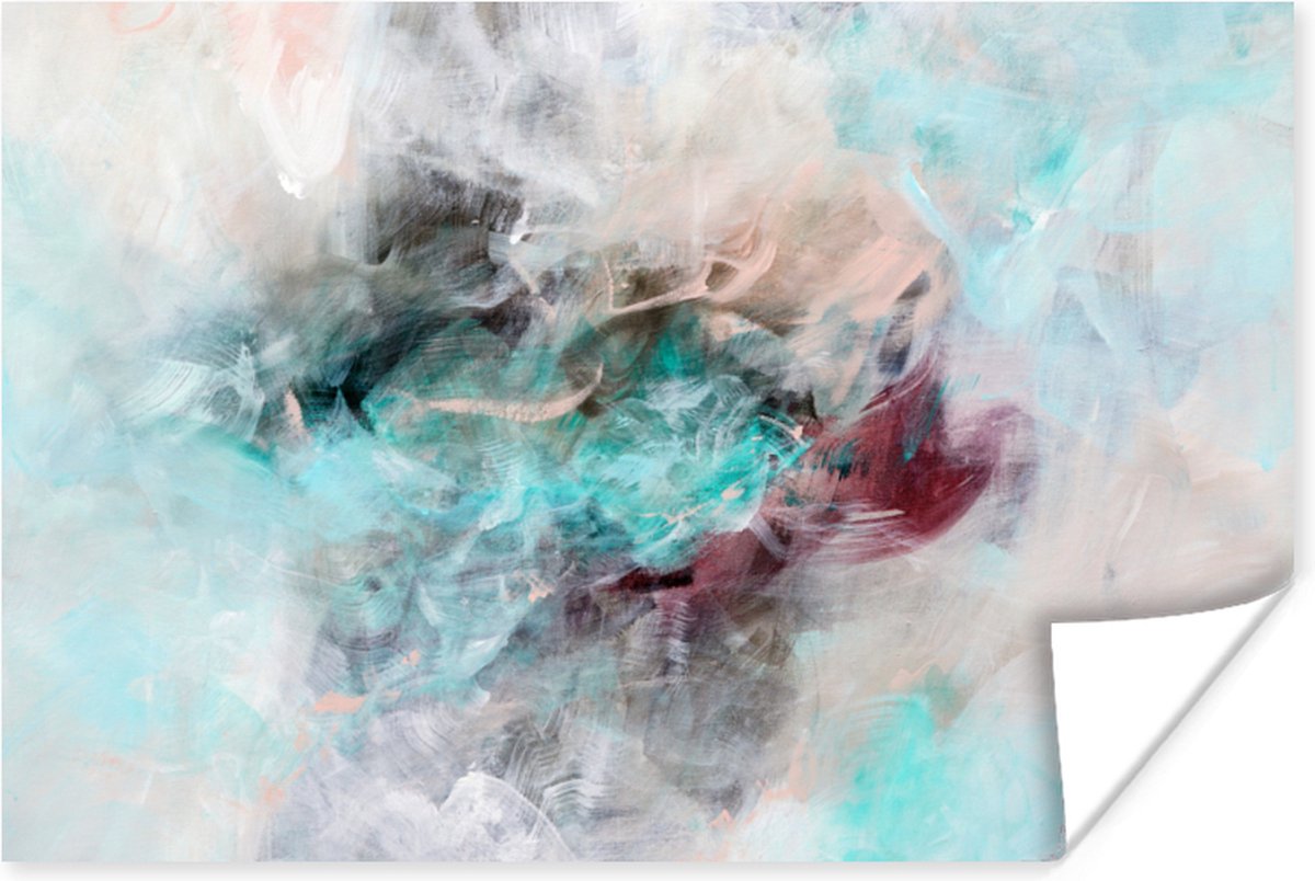 Poster Abstract - Schilderen - Verf - Blauw - 90x60 cm