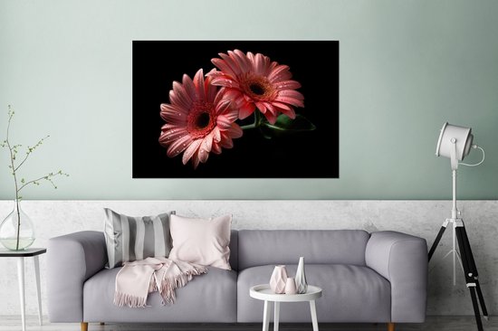 Décoration murale Métal - Peinture Aluminium Industriel - Fleurs - Gerbera - Rose - Nature - Portrait - 120x80 cm - Dibond - Photo sur aluminium - Décoration murale industrielle - Pour le salon/chambre