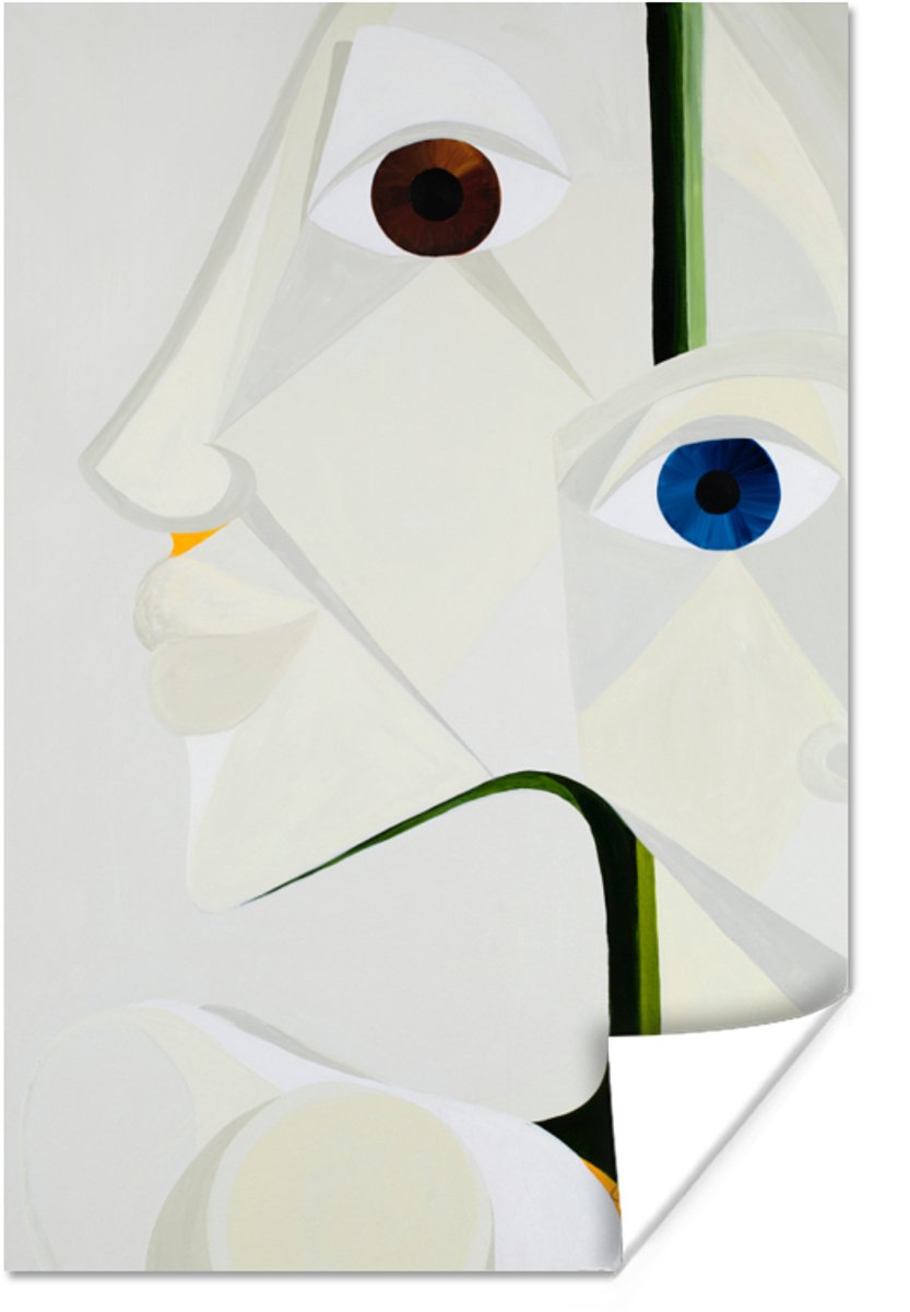 Poster Gezichten - Ogen - Wit - Abstract - 60x90 cm