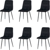 Nuvolix velvet eetkamerstoelen set van 6 - Milaan - eetkamerstoel - velvet stoel - zwart