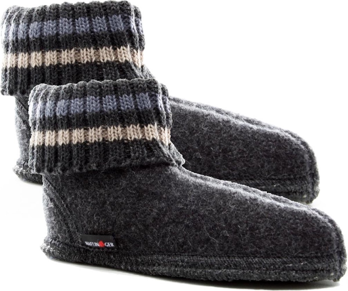 Haflinger Paul Graphit Wol Pantoffels Uniseks  - Maat 38