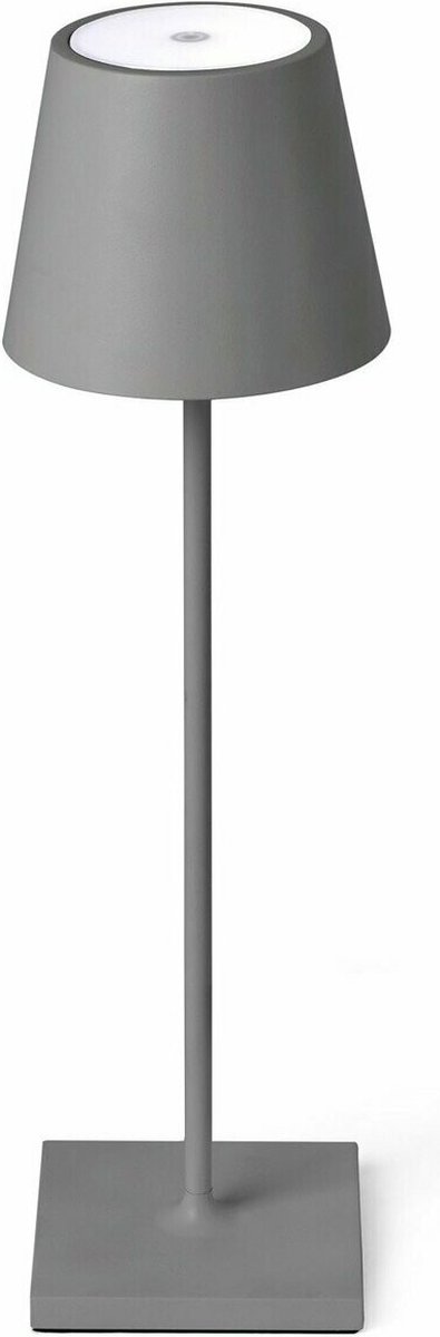 Sfeerverlicht® Tafellamp Oplaadbaar - Sfeerverlichting Binnen & Buiten - Dimbaar - Aluminium - 38 cm - Grijs