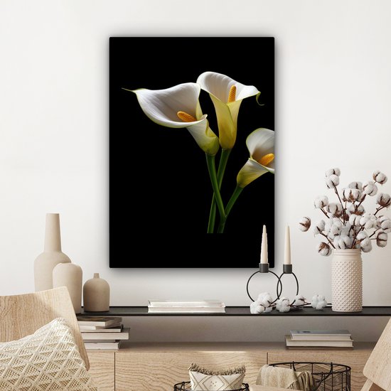 Canvas schilderij 80x60 cm - Wanddecoratie Planten - Bloemen - Wit - Natuur - Botanisch - Muurdecoratie woonkamer - Slaapkamer decoratie - Kamer accessoires - Schilderijen op canvas