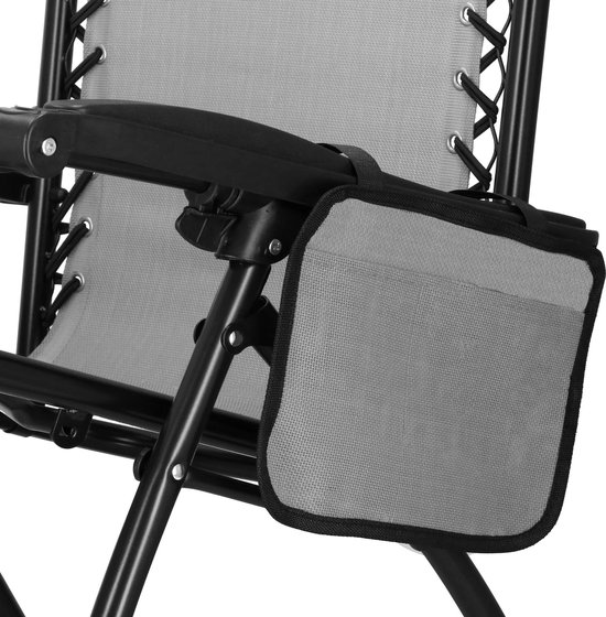 Springos Tuinstoel - Ligstoel - Opvouwbaar - Verstelbaar - Ergonomische hoofdsteun - Grijs van Merkloos — afbeelding 2