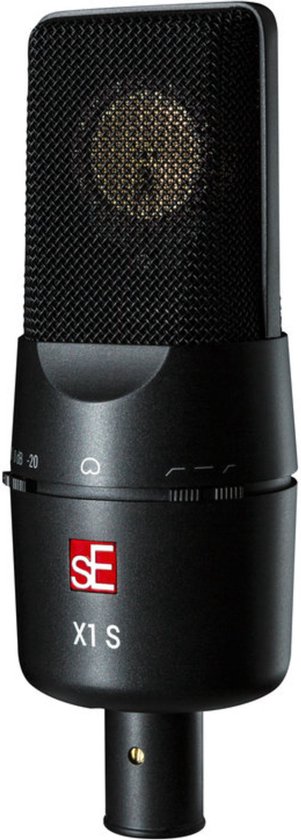 Zwarte sE Electronics X1 S microfoon met mesh rooster.