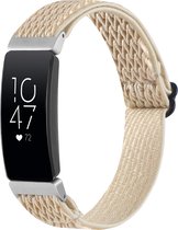 By Qubix Geschikt voor Fitbit Inspire 2 Elastische solo loop nylon bandje - Beige Smartwatchbandje bandje Armband Polsband Strap Band Watchband
