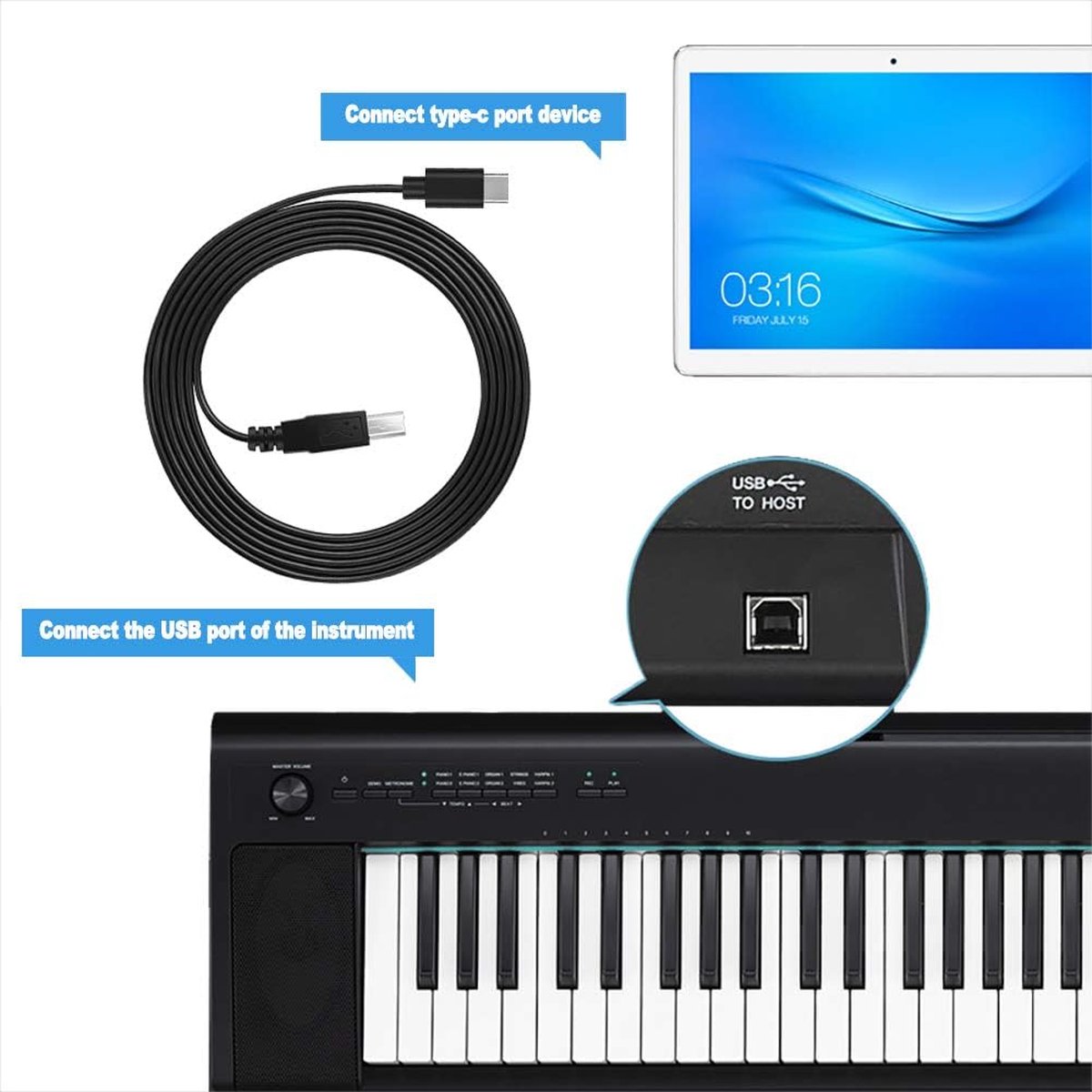 Adaptateur USB 2.0 Type C Femelle Vers Imprimante Mâle