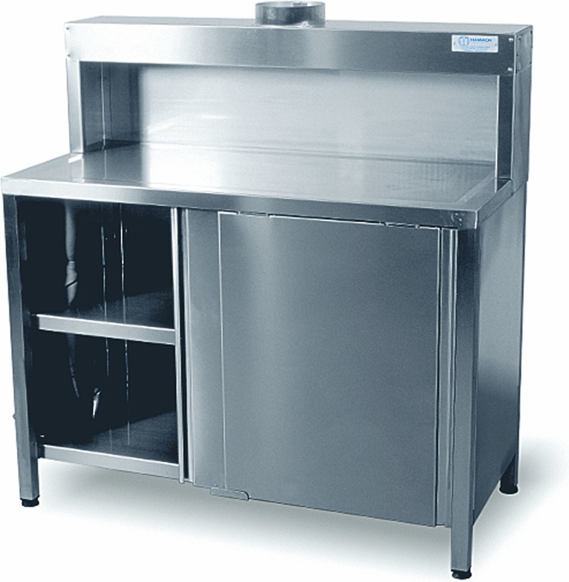 HAMACH Mengtafel RVS met afzuiging en deurtjes - 180cm