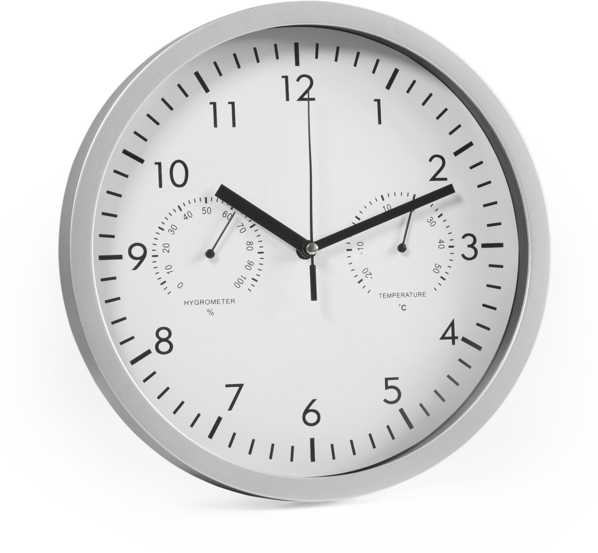 Wandklok met stille uurwerk - Muurklok met thermometer en hygrometer - Klok modern 25cm Ø