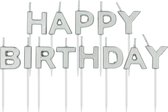Folat - Kaarsenset 'Happy Birthday' zilverkleurig