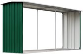 vidaXL - Haardhoutschuur - 330x92x153 - cm - gegalvaniseerd - staal - groen
