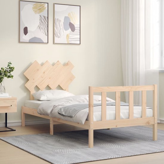 Bedframe bewerkt hout wit 90x200 cm
