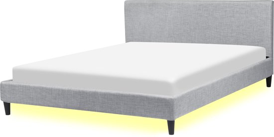 FITOU - Tweepersoonsbed LED - Grijs - 160 x 200 cm - Polyester